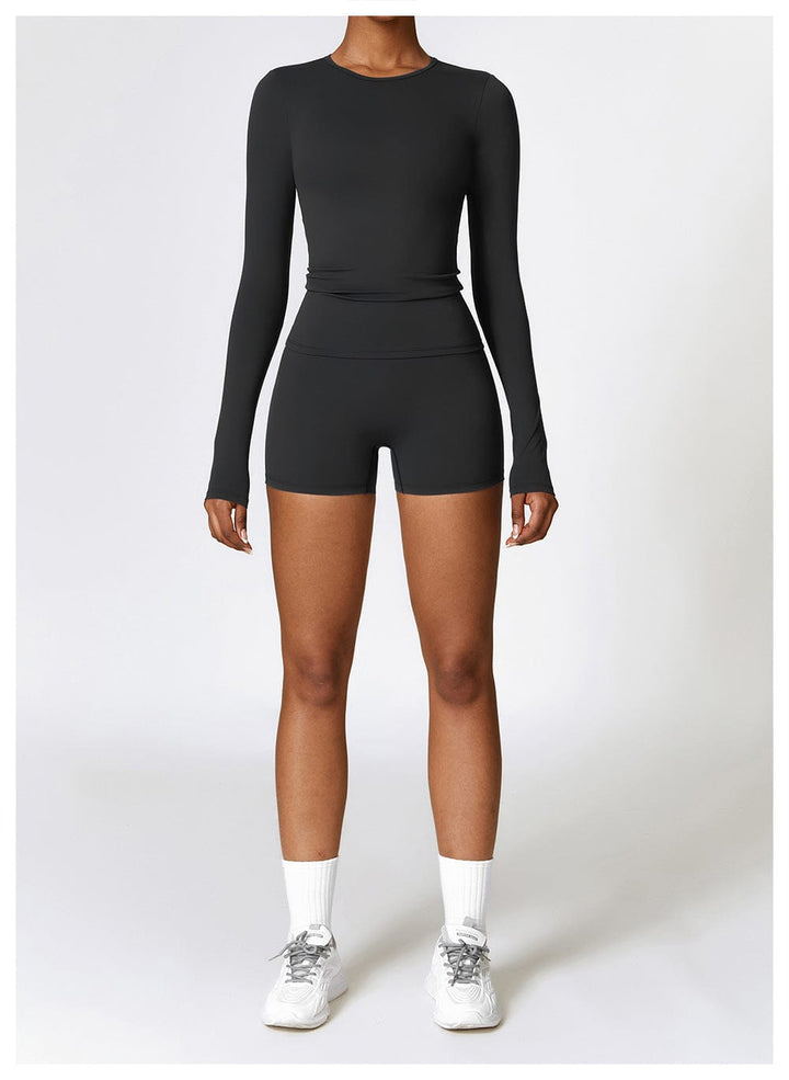 Valantomode | Women's Long Sleeve Round Neck Yoga and Fitness Shaping Shirt