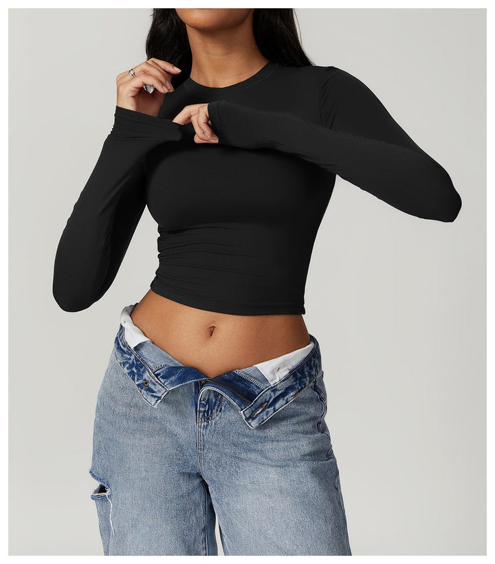 Valantomode | Seamless Long Sleeve Crop Top for Women - Yoga Shaping Design
