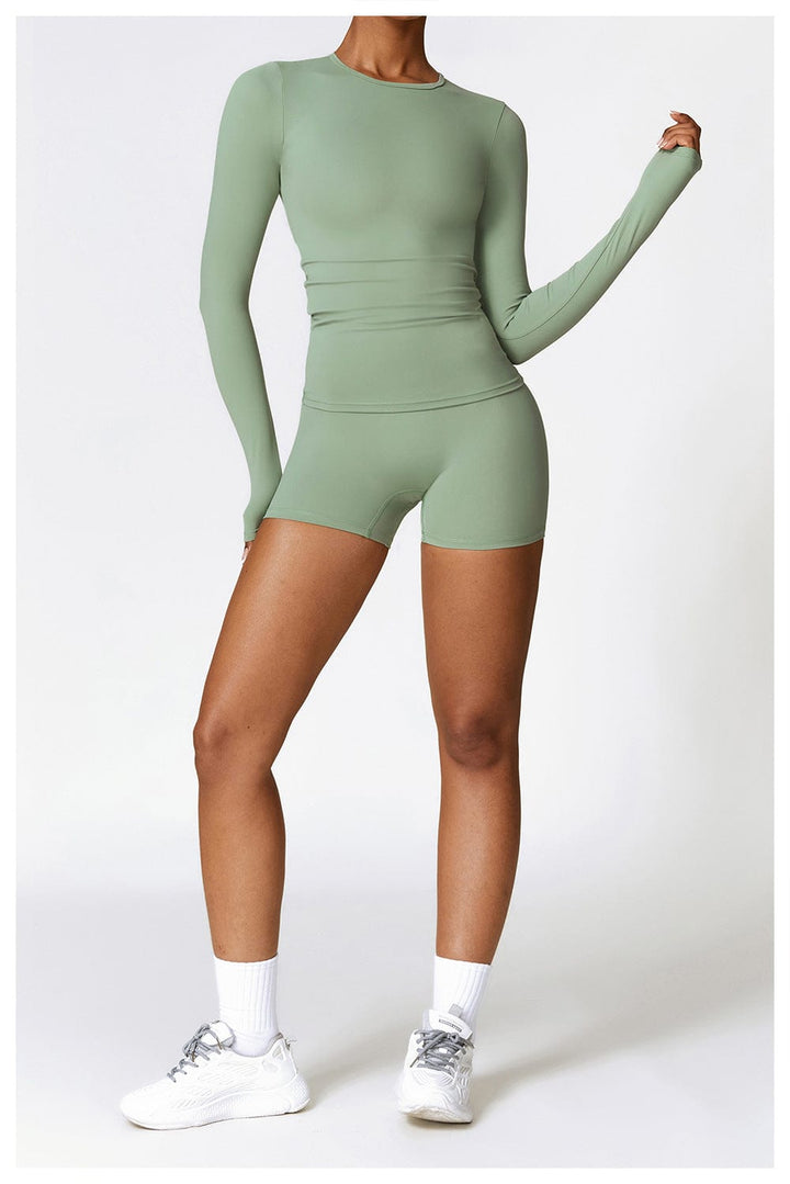 Valantomode | Women's Long Sleeve Round Neck Yoga and Fitness Shaping Shirt