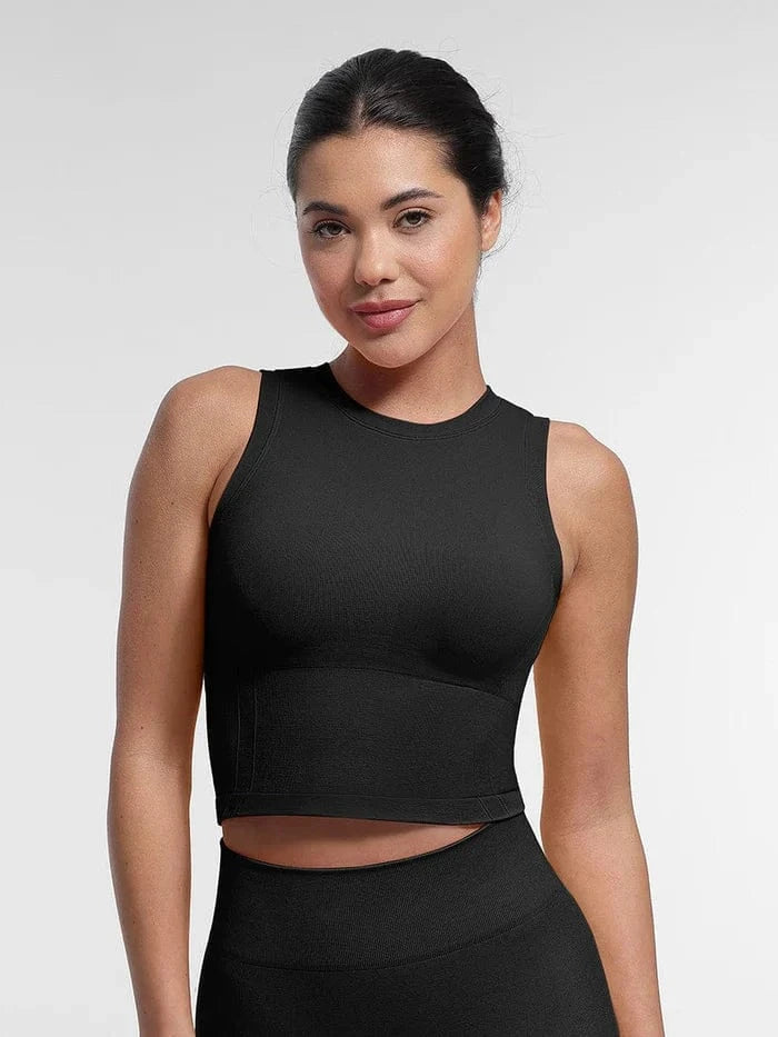 Valantomode | Seamless Supportive Yoga Crop Top with Built-In Bra and Adjustable Cups