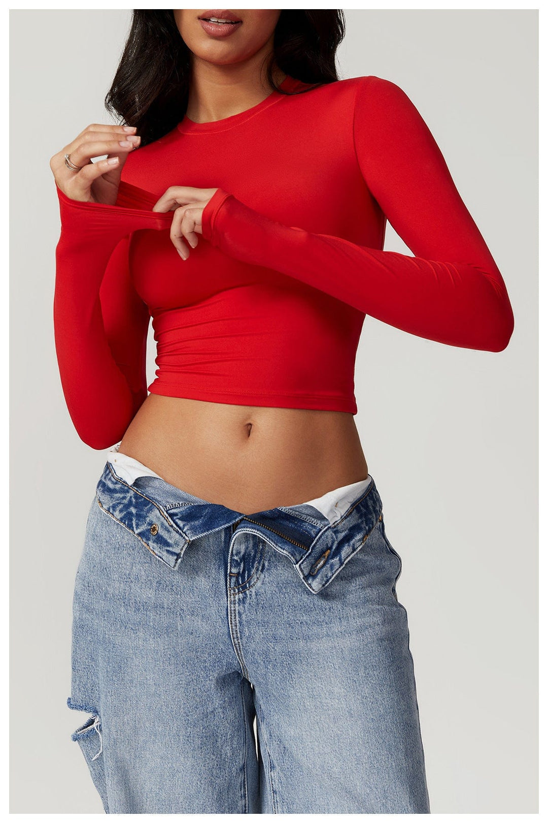 Valantomode | Seamless Long Sleeve Crop Top for Women - Yoga Shaping Design