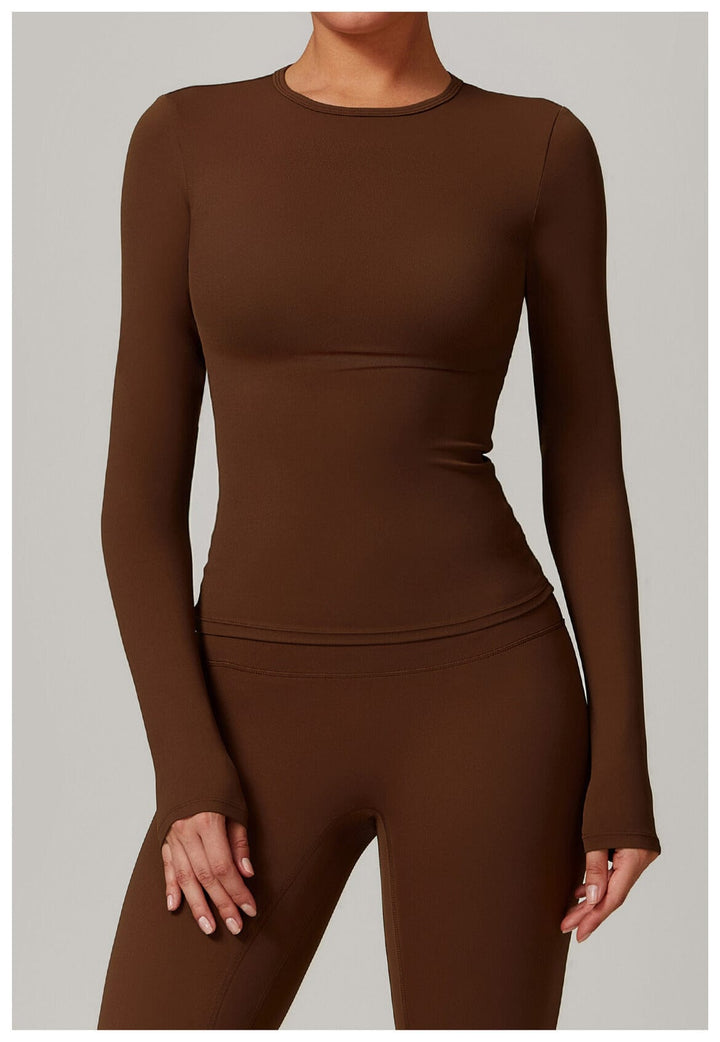 Valantomode | Women's Long Sleeve Round Neck Yoga and Fitness Shaping Shirt