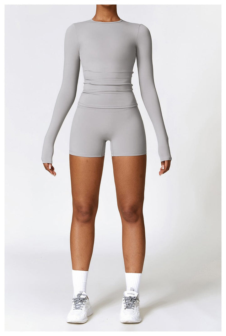 Valantomode | Women's Long Sleeve Round Neck Yoga and Fitness Shaping Shirt