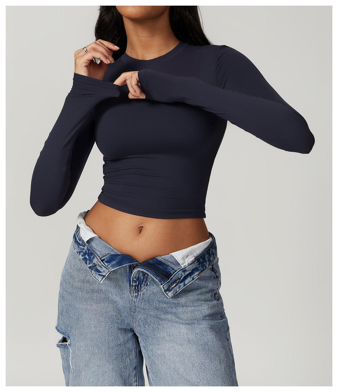 Valantomode | Seamless Long Sleeve Crop Top for Women - Yoga Shaping Design