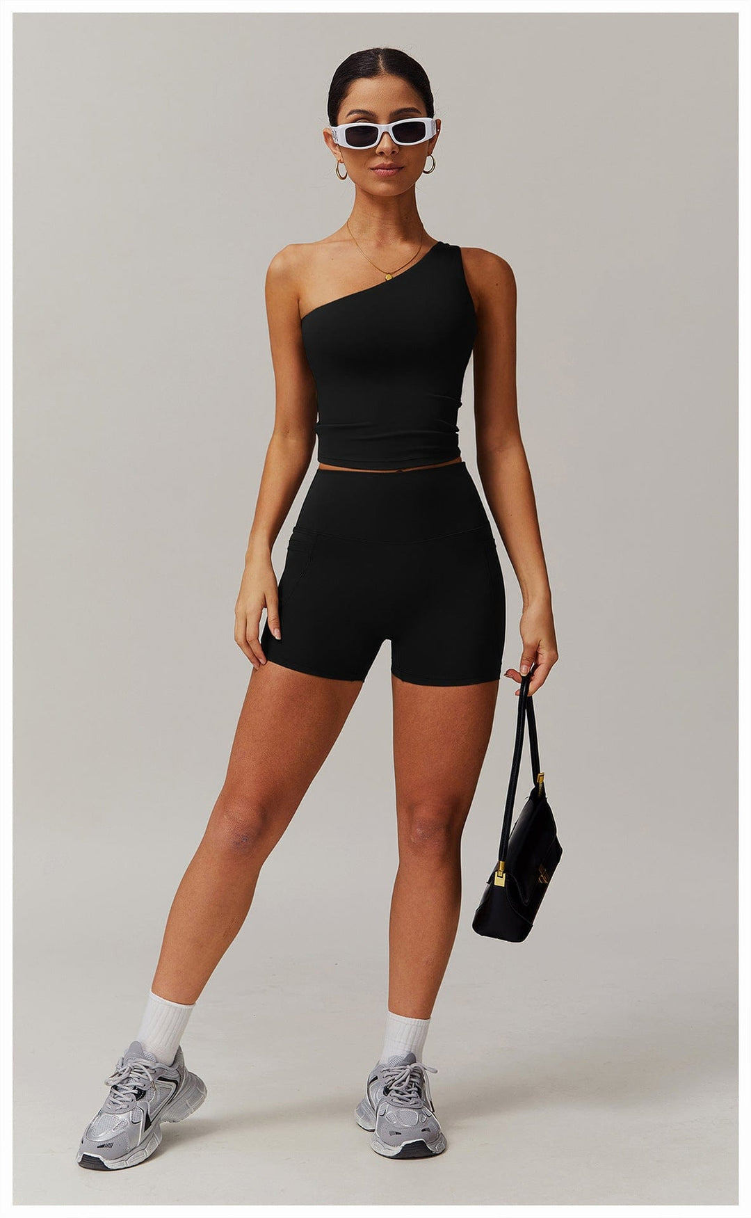 Valantomode | One-Shoulder Shaping Crop Top with Removable Chest Pads for Workouts