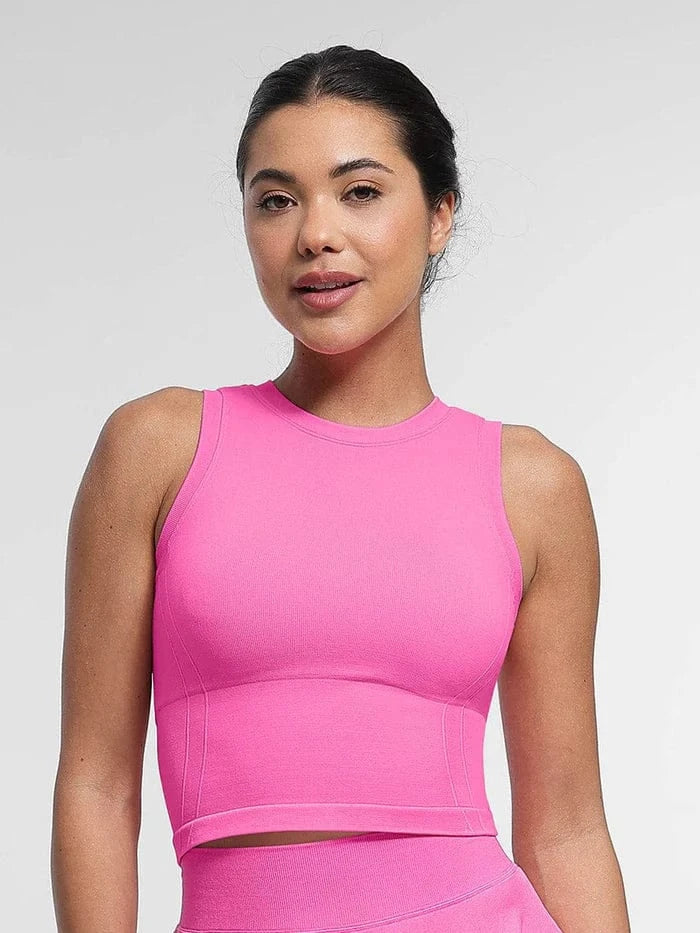 Valantomode | Seamless Supportive Yoga Crop Top with Built-In Bra and Adjustable Cups