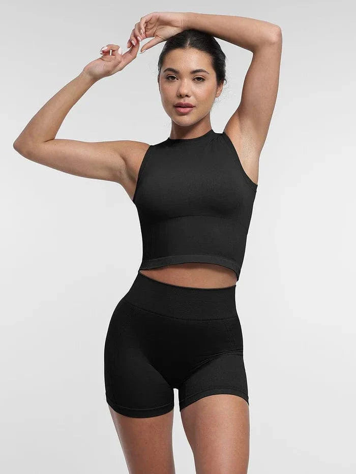 Valantomode | Seamless Supportive Yoga Crop Top with Built-In Bra and Adjustable Cups