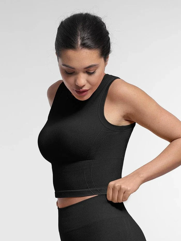 Valantomode | Seamless Supportive Yoga Crop Top with Built-In Bra and Adjustable Cups
