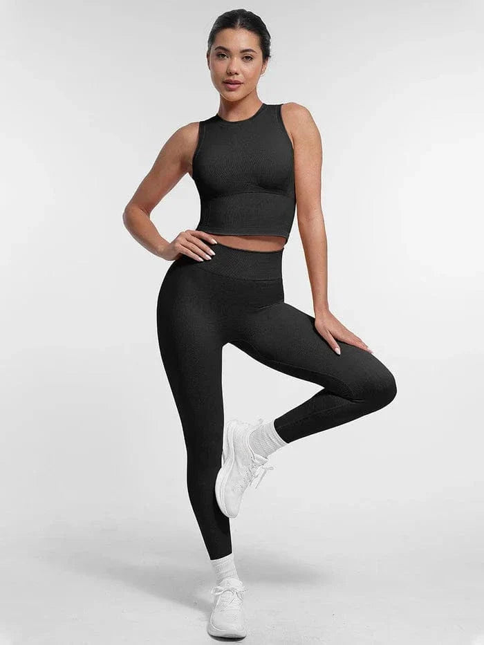 Valantomode | Seamless Supportive Yoga Crop Top with Built-In Bra and Adjustable Cups