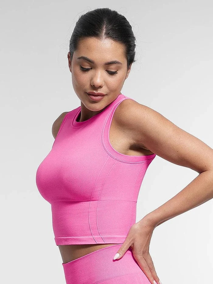 Valantomode | Seamless Supportive Yoga Crop Top with Built-In Bra and Adjustable Cups