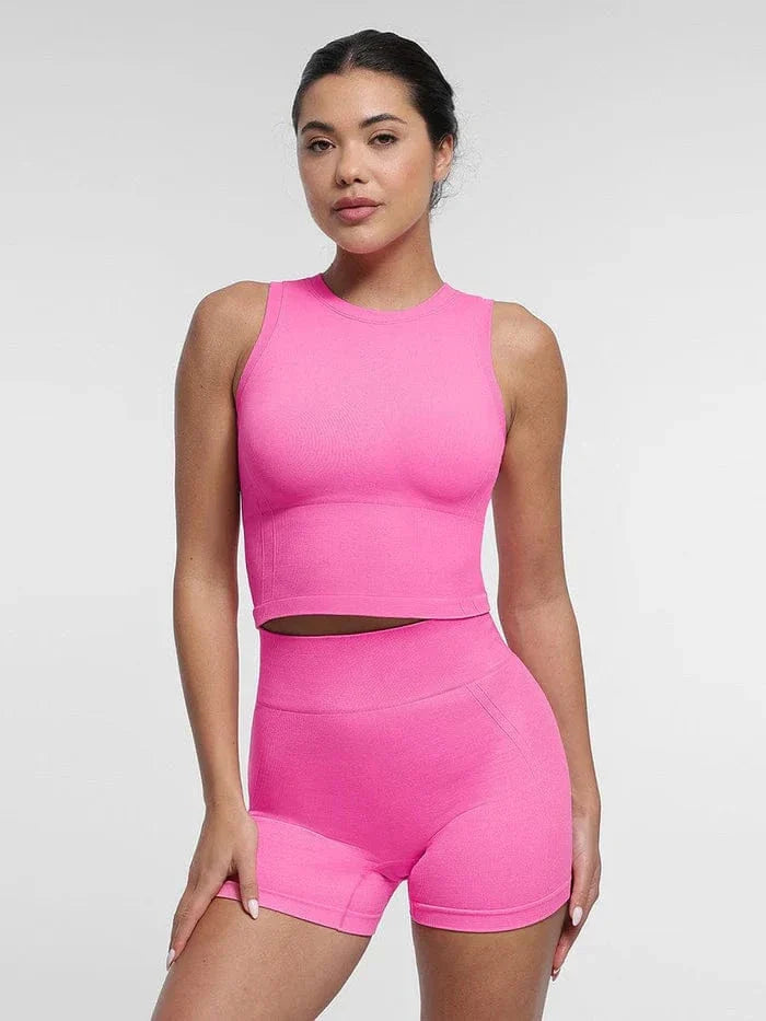 Valantomode | Seamless Supportive Yoga Crop Top with Built-In Bra and Adjustable Cups