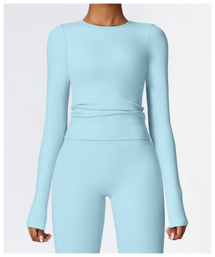 Valantomode | Women's Long Sleeve Round Neck Yoga and Fitness Shaping Shirt