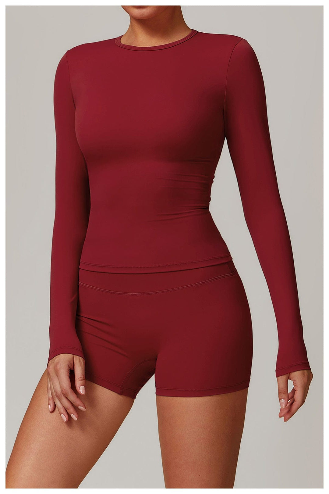 Valantomode | Women's Long Sleeve Round Neck Yoga and Fitness Shaping Shirt
