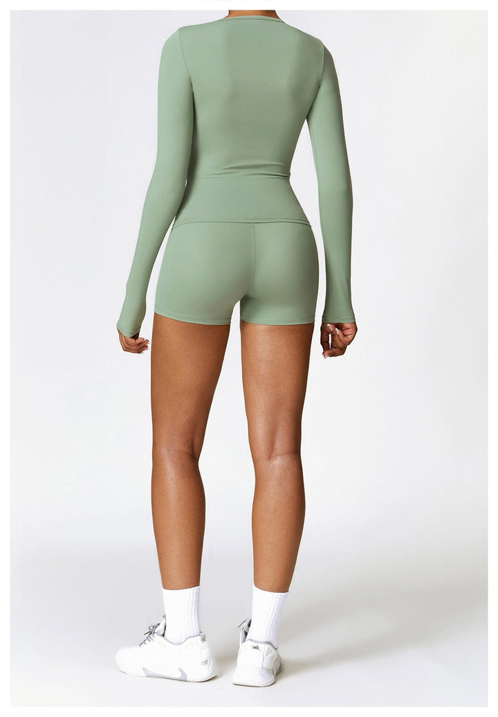 Valantomode | Women's Long Sleeve Round Neck Yoga and Fitness Shaping Shirt