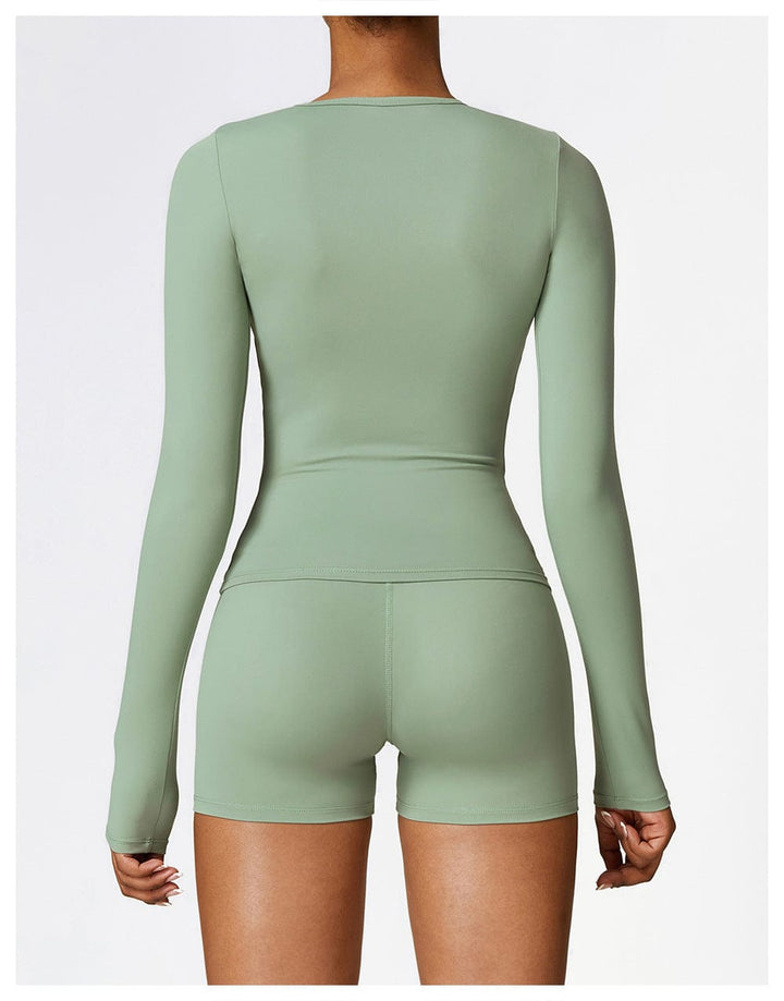 Valantomode | Women's Long Sleeve Round Neck Yoga and Fitness Shaping Shirt