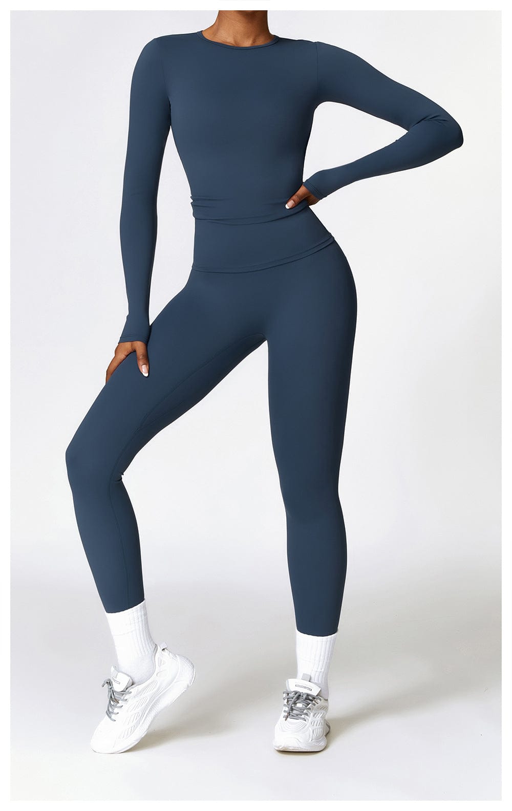 Valantomode | Women's Long Sleeve Round Neck Yoga and Fitness Shaping Shirt
