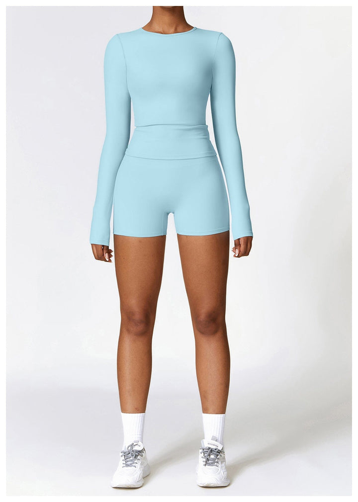 Valantomode | Women's Long Sleeve Round Neck Yoga and Fitness Shaping Shirt