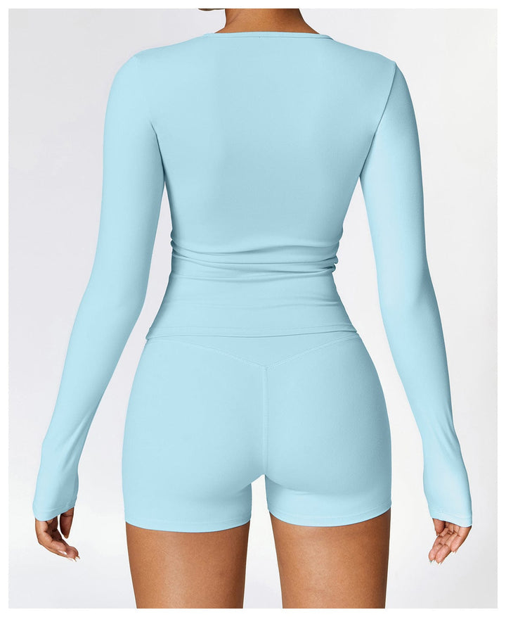 Valantomode | Women's Long Sleeve Round Neck Yoga and Fitness Shaping Shirt