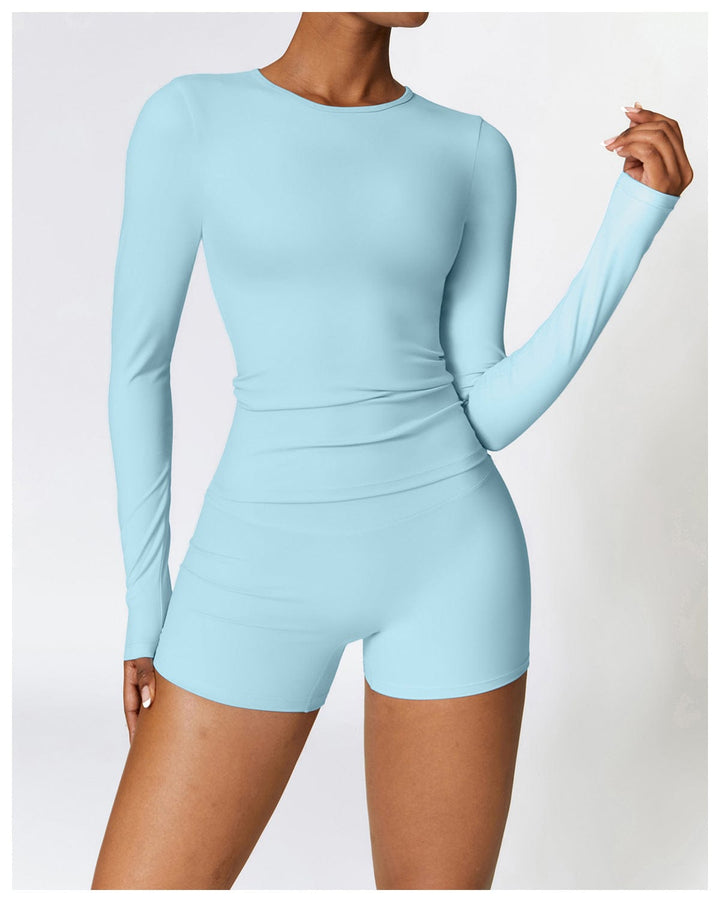 Valantomode | Women's Long Sleeve Round Neck Yoga and Fitness Shaping Shirt