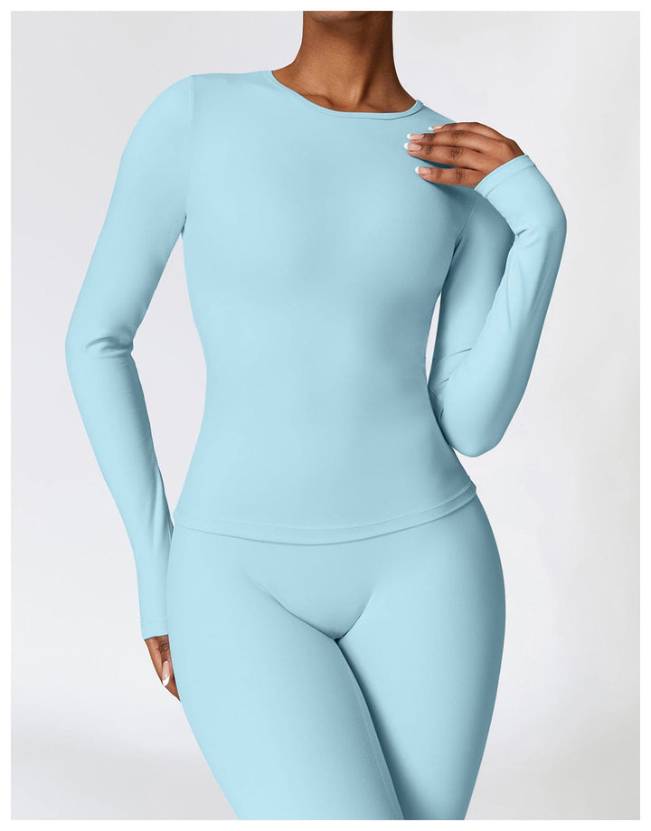 Valantomode | Women's Long Sleeve Round Neck Yoga and Fitness Shaping Shirt