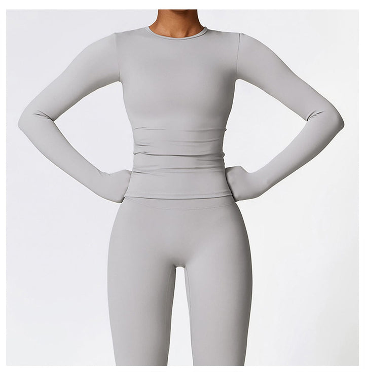 Valantomode | Women's Long Sleeve Round Neck Yoga and Fitness Shaping Shirt