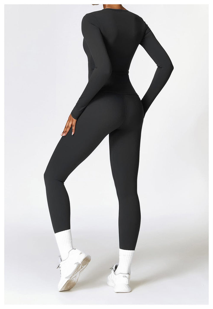 Valantomode | Women's Long Sleeve Round Neck Yoga and Fitness Shaping Shirt