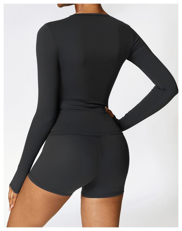 Valantomode | Women's Long Sleeve Round Neck Yoga and Fitness Shaping Shirt