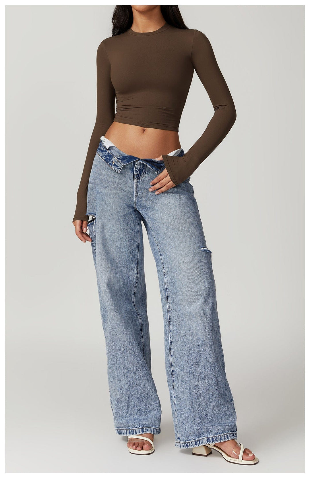 Valantomode | Seamless Long Sleeve Crop Top for Women - Yoga Shaping Design