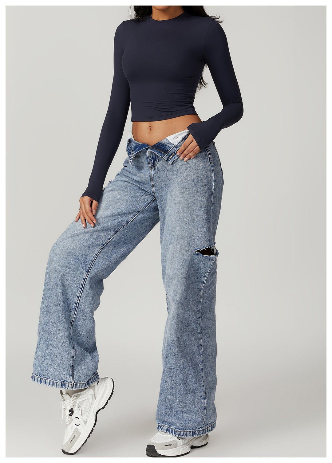 Valantomode | Seamless Long Sleeve Crop Top for Women - Yoga Shaping Design