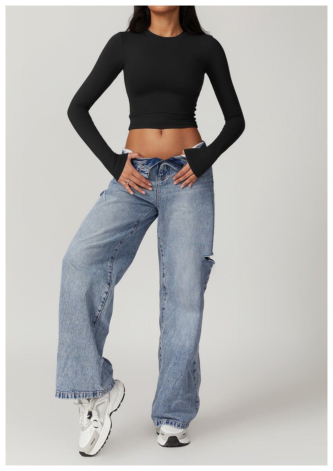 Valantomode | Seamless Long Sleeve Crop Top for Women - Yoga Shaping Design