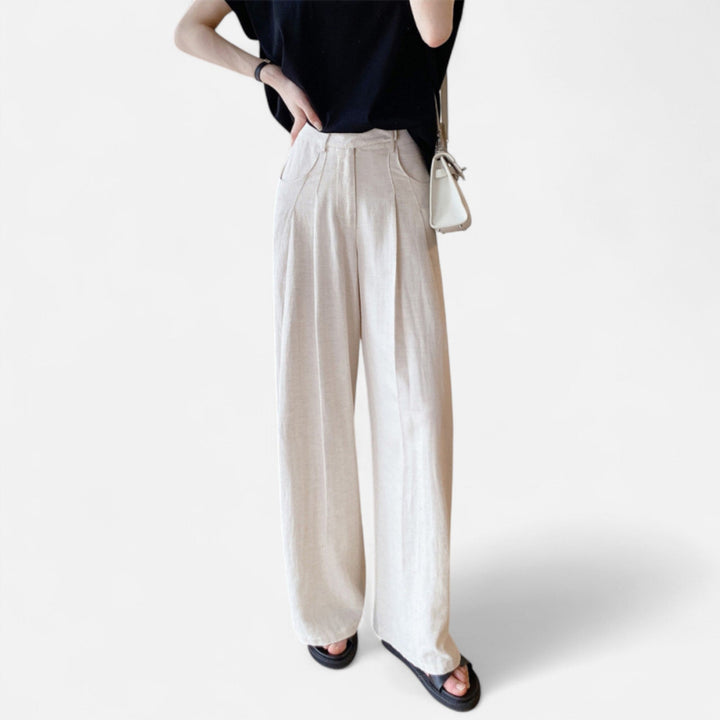 Valantomode | Women’s High-Waisted Pleated Trousers – Columnar Sovereignty & Linear Stature
