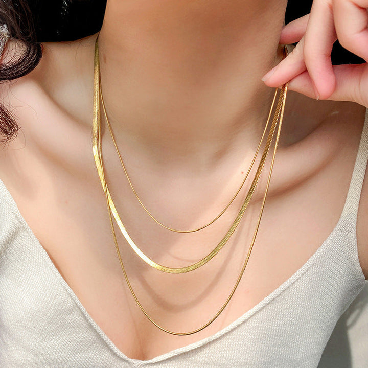 Valantomode | Triple Radiant Focal Array – High-Lustre Gold Plated Triple Layered Multi-Length Command Necklace