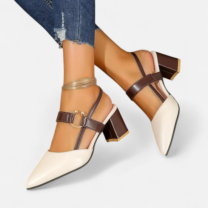 Valantomode | Women’s Sandals – Pointed Toe, Medium Thick Heel