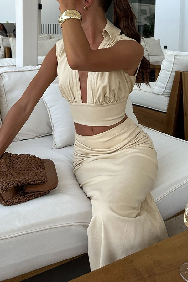 Valantomode | Ruffled Maxi Skirt Co-ord Set for Effortless Style