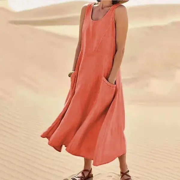 Valantomode | Chic Linen Dress for Effortless Summer Style
