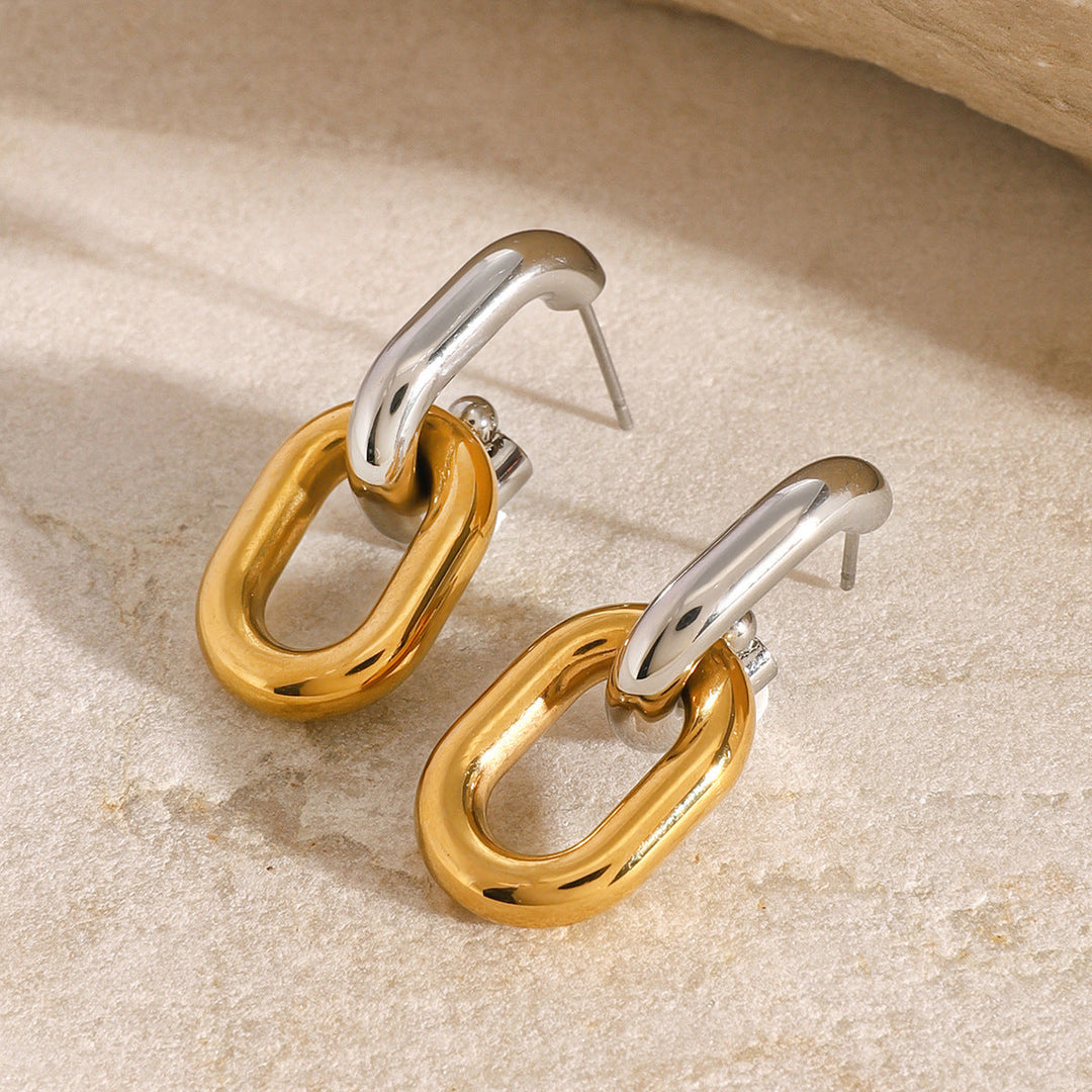 Valantomode | Mixed-Tone Interlocking Sculptural Earrings for Women