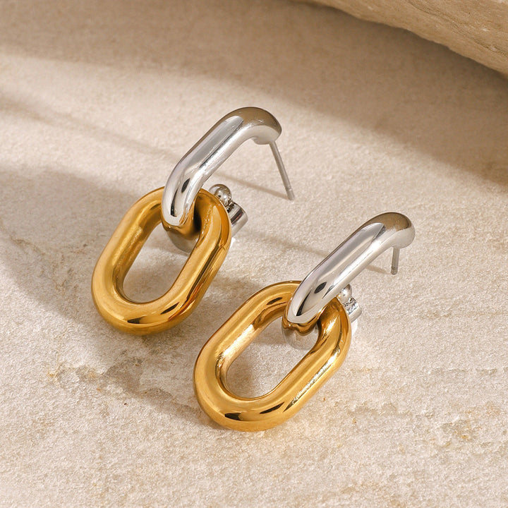 Valantomode | Mixed-Tone Interlocking Sculptural Earrings for Women