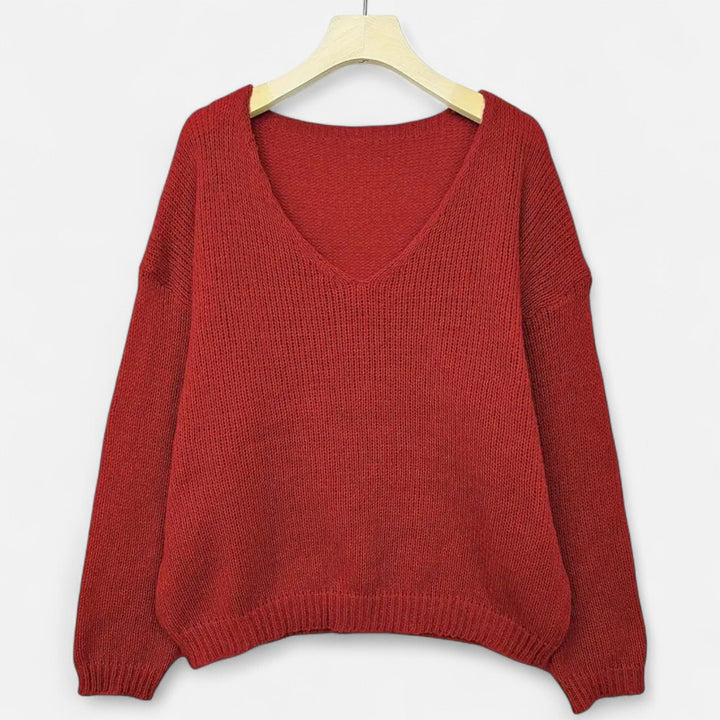 Valantomode | Women’s V-Neck Pullover Sweater – Essential Metropolitan Knitwear