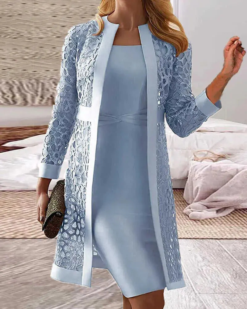 Valantomode | Stylish Two-Piece Lace Knit Set for Fashionable Women