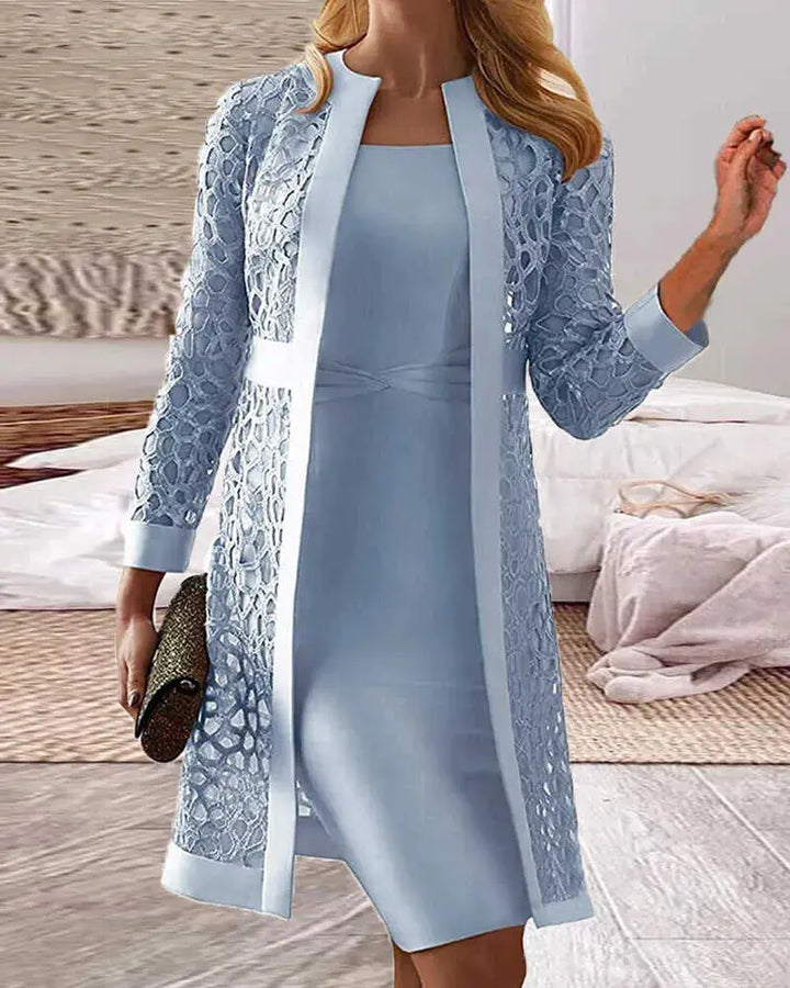 Valantomode | Stylish Two-Piece Lace Knit Set for Fashionable Women