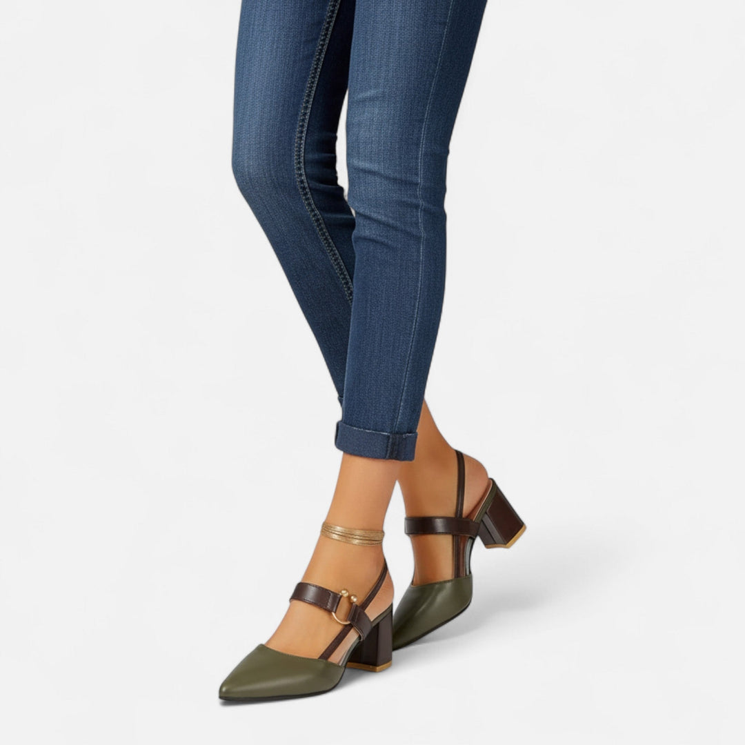 Valantomode | Women’s Sandals – Pointed Toe, Medium Thick Heel