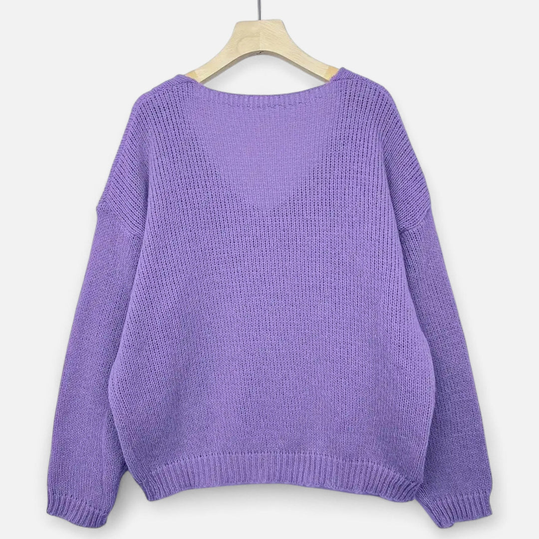 Valantomode | Women’s V-Neck Pullover Sweater – Essential Metropolitan Knitwear