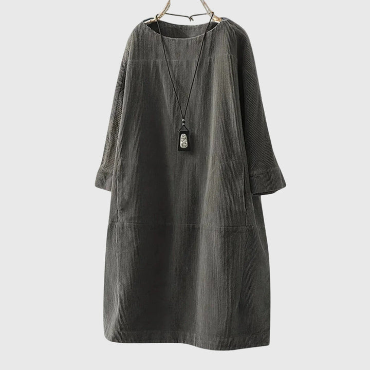 Valantomode | Chic Corduroy Midi Dress for Effortless Everyday Style