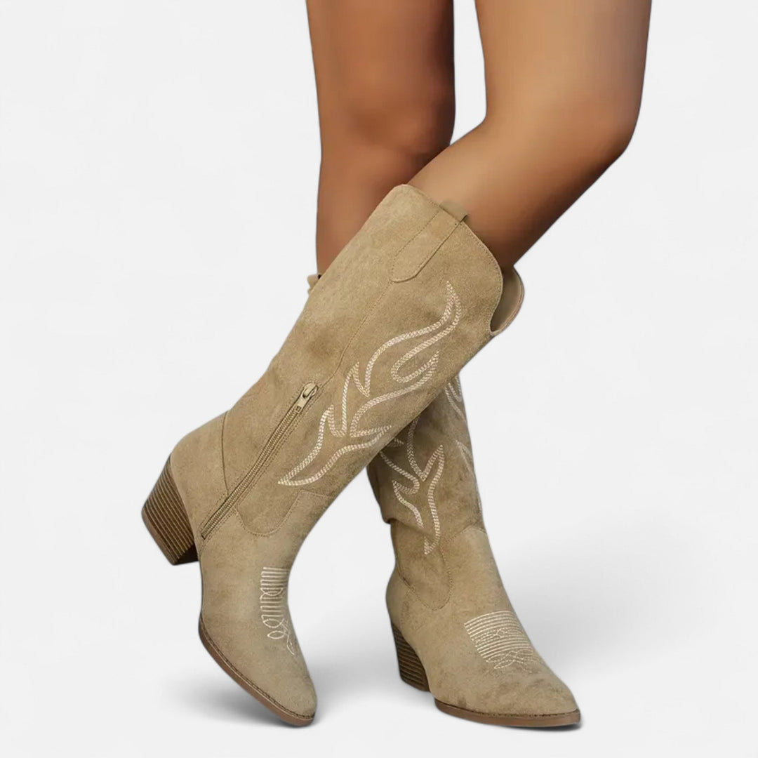 Valantomode | Women’s Chunky Heel Cowboy Boots