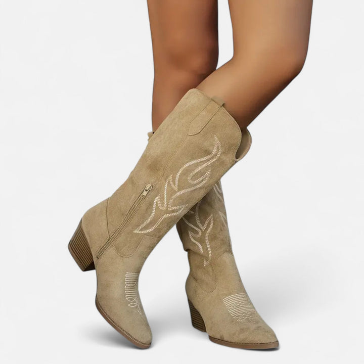 Valantomode | Women’s Chunky Heel Cowboy Boots