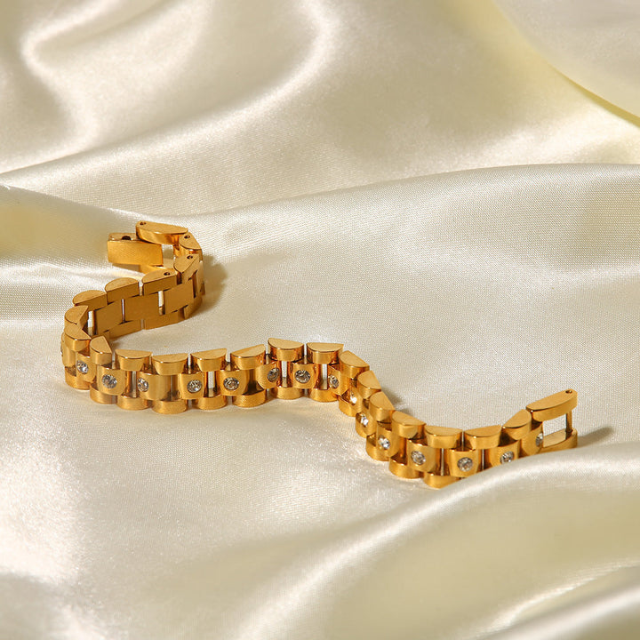 Valantomode | Heavyweight Gold Plated Watchband Bracelet for Women