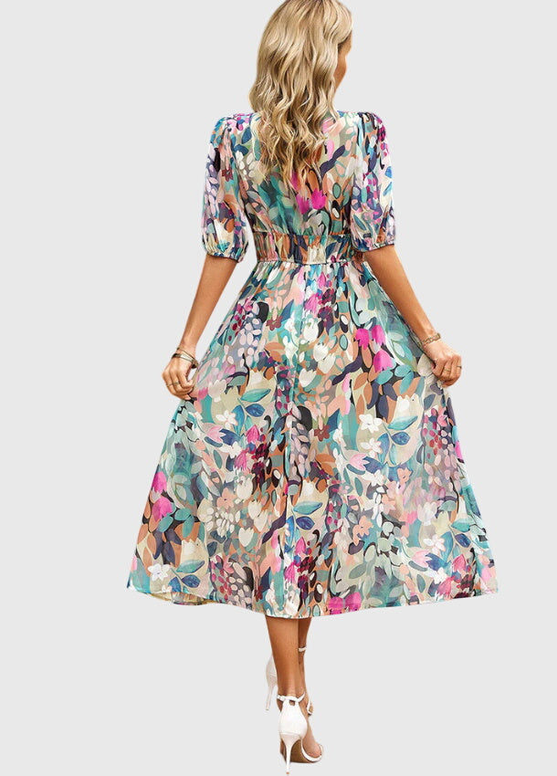 Valantomode | Beautiful Floral Midi Dress for Any Casual Gathering