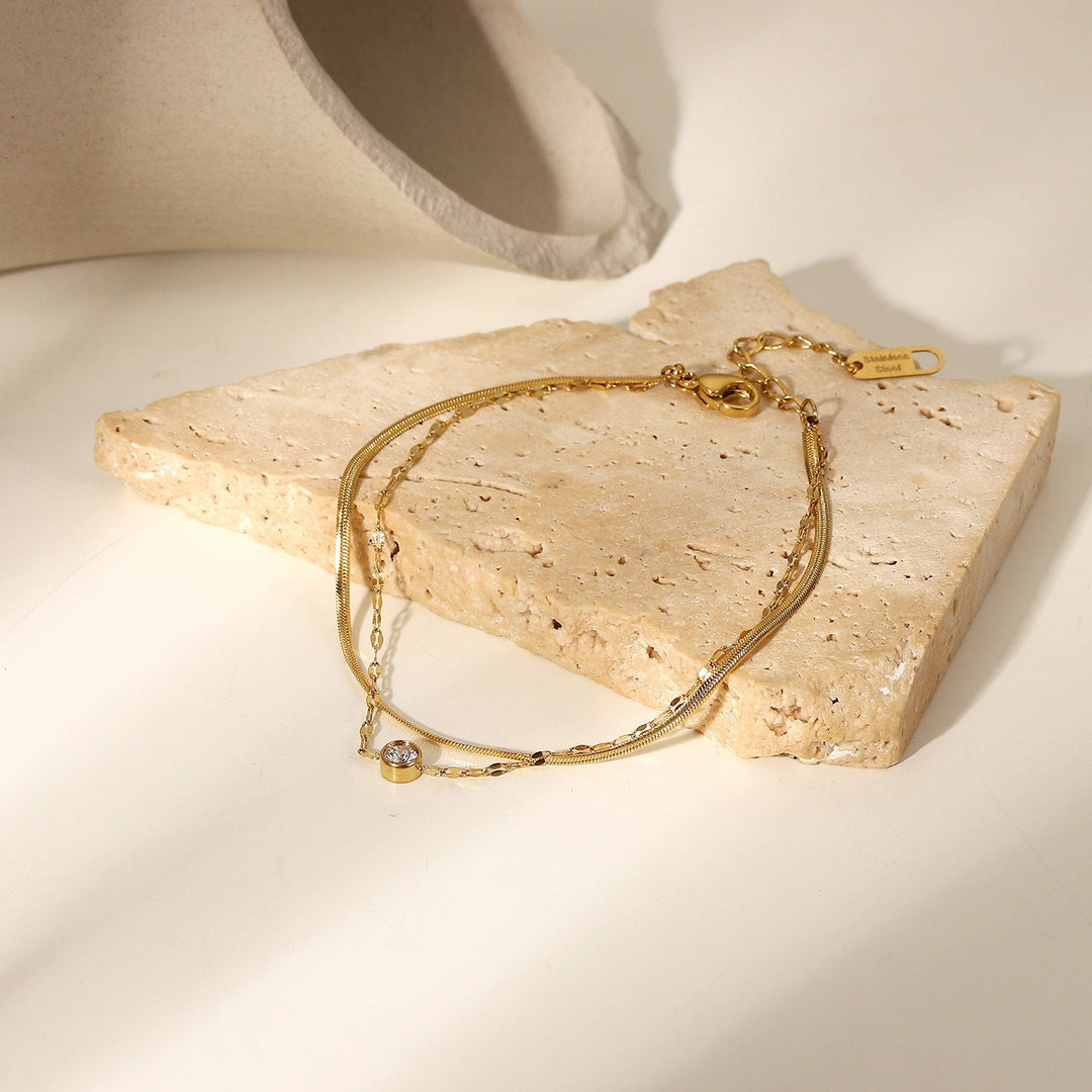 Valantomode | Gold Plated Dual Layer Bracelet for Women – Ladies Jewelry