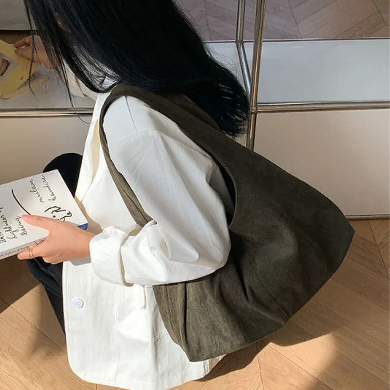 Valantomode | Velvet Orbital Garrison – Large Premium Vegan Suede Retro Hobo Tote