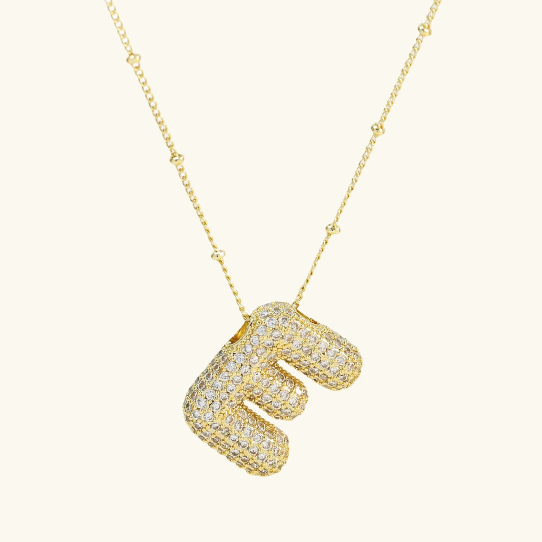 Valantomode | Gold Plated Bubble Initial Necklace for Women